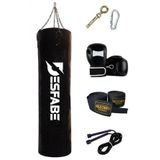 Desfabe Boxing Star 120x32Cm Zincirli Boks Kum Torbası Siyah+Aparat+Boks Eldiveni+Bandaj+Atlama İpi