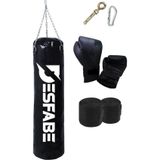 Desfabe Boxing Star 70X25 Cm Zincirli Boks Kum Torbası Siyah Aparat Boks Eldiveni El Bandajı