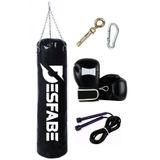 Desfabe Boxing Star 70x25 Cm Zincirli Boks Kum Torbası Siyah+Askı Aparatı+Boks Eldiveni+Atlama İpi