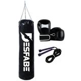 Desfabe Boxing Star 70x25 Cm Zincirli Boks Kum Torbası Siyah+Atlama İpi+Boks Eldiveni