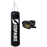 Desfabe Boxing Star 70x25 Cm Zincirli Boks Kum Torbası Siyah+El Sargı Bandajı