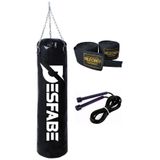 Desfabe Boxing Star 70x25 Cm Zincirli Boks Kum Torbası Siyah+El Sargı Bandajı+Atlama İpi