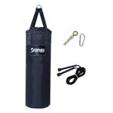 Desfabe Polydes 80x25 Cm Kolonlu Boks Kum Torbası Siyah+Askı Aparatı+Atlama İpi
