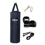 Desfabe Polydes 80x25 Cm Kolonlu Boks Kum Torbası Siyah+Askı Aparatı+Boks Eldiveni+Atlama İpi