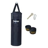 Desfabe Polydes 80x25 Cm Kolonlu Boks Kum Torbası Siyah+Askı Aparatı+El Sargı Bandajı
