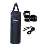 Desfabe Polydes 80x25 Cm Kolonlu Boks Kum Torbası Siyah+Boks Eldiveni+Atlama İpi