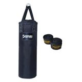 Desfabe Polydes 80x25 Cm Kolonlu Boks Kum Torbası Siyah+El Sargı Bandajı
