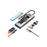 DESFREE 8 İN 1 USB-C HUB M.2 NVME/SATA SSD DİSK KUTUSU ÇOKLAYICI 10GBPS, 4K HDMI, PD100W