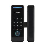Desi QuiC Q006 Akıllı Kilit Cam Kapılar İçin, Parmak İzi, Şifre, Kart Okuyucu, iOS/Android Uyumlu, Siyah