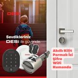 Desi Utopic R+ Internet Wifi Akıllı Kapı Kilidi Parmak Izi Şifre Kumandalı Akıllı Kilit Set (Yerli Üretim - Türk Malı)