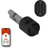Desi Utopic R+ Motorlu Silindir Akıllı Kilit, Telefondan Kontrol ve Şarj Edilebilir Pilli Akıllı Kapı Kilidi - Kolay Montaj, Deliksiz Montaj (Siyah Utopic R + Parmak İzi/Şifre)