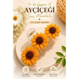 Design 4N Ayçiçeği Saç Mandalı – El Yapımı 3’lü Çiçek Toka, Güçlü Tutuş, Günlük & Şık Kullanım