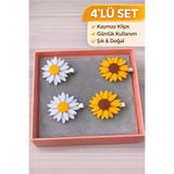 Design 4N Yaz Serisi Papatya & Ayçiçeği 4’lü Toka Seti – Kaymaz Klips