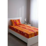 Design of Colours Tek Kişilik Lastikli Çarşaf ve Yastık Kılıfı Seti, 90x190 cm, Kırmızı, Çiçekli Desen