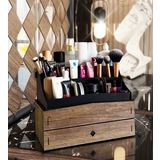 Design OTTO Bella Large 2 Katlı 2 Çekmeceli Ahşap Makyaj Takı Banyo Kozmetik Düzenleyici Organizer Ceviz