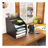 Design OTTO Large Modest - 6 Renk A4 Evrak Rafı Masaüstü Organizer Düzenleyici (Siyah)