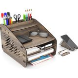 Design OTTO Medium Hexa - 6 Renk - A4 Evrak Rafı Masaüstü Organizer Düzenleyici Ceviz - Siyah - Kahverengi