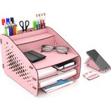 Design OTTO Medium Hexa - 6 Renk - A4 Evrak Rafı Masaüstü Organizer Düzenleyici Pembe