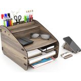 Design OTTO Medium Modest - 6 Renk - A4 Evrak Rafı Masaüstü Organizer Düzenleyici Ceviz - Siyah - Kahverengi
