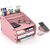 Design OTTO Medium Modest - 6 Renk - A4 Evrak Rafı Masaüstü Organizer Düzenleyici Pembe