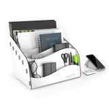 Design OTTO Wavy Masaüstü Organizer A4 Kağıt Kalemlikli Evrak Rafı Mini Kitaplık (Beyaz)