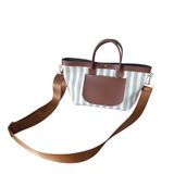 Design Studio Pamuklu Kanvas Kadın El ve Omuz Çantası - Suni Deri Detaylı, Mıknatıslı Kapama ve Ön Cepli - 37x20x15 cm