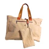 Design Studio Work Bag - Su İtici Kanvas Laptop Çantası, 15.6 inç Uyumlu, Çok Amaçlı İş ve Seyahat Çantası, Klipsli Portföy Dahil (Gri/Bej) (Bej)
