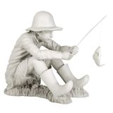 Design Toscano Fischermann bahçe heykeli, poliresin, iki renkli taş, 43 cm
