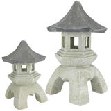 Design Toscano NG999870 Asya Dekoru Pagoda Fener Dış Mekan Heykeli, Büyük ve Orta, İki tonlu taş