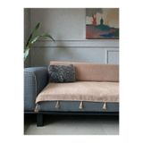 DESİGNBYASYAA Koltuk Örtüsü Döşemelik Kumaş Püsküllü Kaymaz Sırt Ve Oturma Yerini Kaplar 140x200 Cm