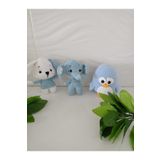 designbyoykum ORGANİK AMİGURUMİ OYUNCAKLAR (PENGUEN, FİL, KÖPEK) MAVİ