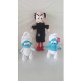 designbyoykum şirinler organik oyuncak seti (el örgüsüdür)