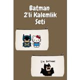 designedfy Batman 2'li Makyaj Çantası Avantaj Seti, Kalemlik, Cüzdan, Bez Çanta