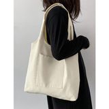 designedfy Bej Kanvas Körüklü Kumaş Cepli Şık Çanta, Kadın Kol Çantası 35x35x10cm