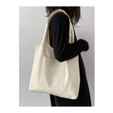 designedfy Bej Kanvas Körüklü Kumaş Cepli Şık Çanta, Kadın Kol Çantası 35x35x10cm