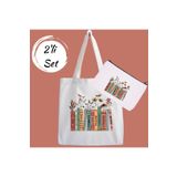 designedfy Books Kampanyalı 2'li Bez Çanta ve Makyaj Çantası Seti