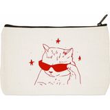 designedfy Cat Star Baskılı Makyaj Çantası