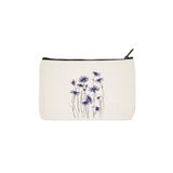 designedfy Clutch Mor Çiçek Baskılı Bez Makyaj Çantası, Kalemlik, El Çantası