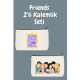 designedfy Friends 2'li Makyaj Çantası Avantaj Seti, Kalemlik, Cüzdan, Bez Çanta
