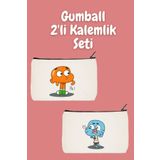 designedfy Gumball Darwin 2'li Makyaj Çantası Avantaj Seti, Kalemlik, Cüzdan, Bez Çanta
