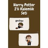 designedfy Harry Potter 2'li Makyaj Çantası Avantaj Seti, Kalemlik, Cüzdan, Bez Çanta