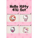 designedfy Hello Kitty Set 2 Baskılı 4'lü Makyaj Çantası, Kalemlik, Cüzdan