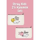 designedfy Hungry 2'li Makyaj Çantası Avantaj Seti, Kalemlik, Cüzdan, Bez Çanta