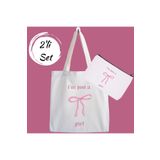 designedfy I'm Just a Girl Kampanyalı 2'li Bez Çanta ve Makyaj Çantası Seti