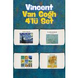 designedfy Kampanyalı Van Gogh Baskılı 4'lü Makyaj Çantası, Kalemlik, Cüzdan