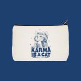 designedfy Karma İs A Cat Su Geçirmez Baskılı Bez Makyaj Çantası, Kalemlik, Cüzdan