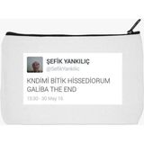 designedfy Kendimi Bitik Hissediyorum Su Geçirmez Baskılı Bez Makyaj Çantası, Kalemlik, Cüzdan