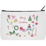 Designedfy Merry Christmas 3 Su Geçirmez Baskılı Bez Makyaj Çantası, Kalemlik, Cüzdan