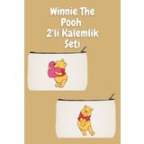 designedfy Winnie The Pooh 2'li Makyaj Çantası Avantaj Seti, Kalemlik, Cüzdan, Bez Çanta
