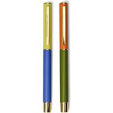 Designworks İnk Colour Block Pens Cobalt Army Green Ikili Tükenmez 2'li Kalem Seti - Karışık Çok Renkli - 6,5x15,5x4,2 cm